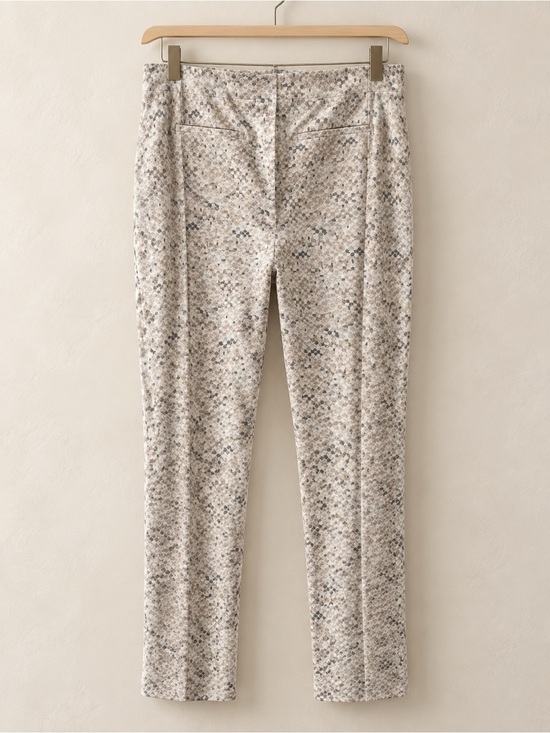 Sigrid Olsen Pants - Sigrid Olsen Beige and Gray Straight Leg Printed Pants